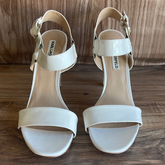 New with defects KARL LAGERFELD PARIS-Ankle Strap CIEONE Heels Shoes Size 11M - Picture 1 of 7